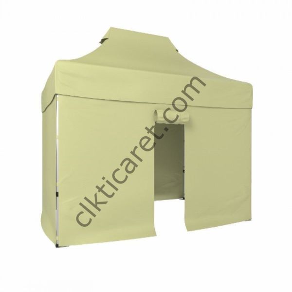 CLK 2x3 Katlanabilir Tente Gazebo Portatif Çadır 30 mm 3 Yan Kapalı 1 Kapılı Krem