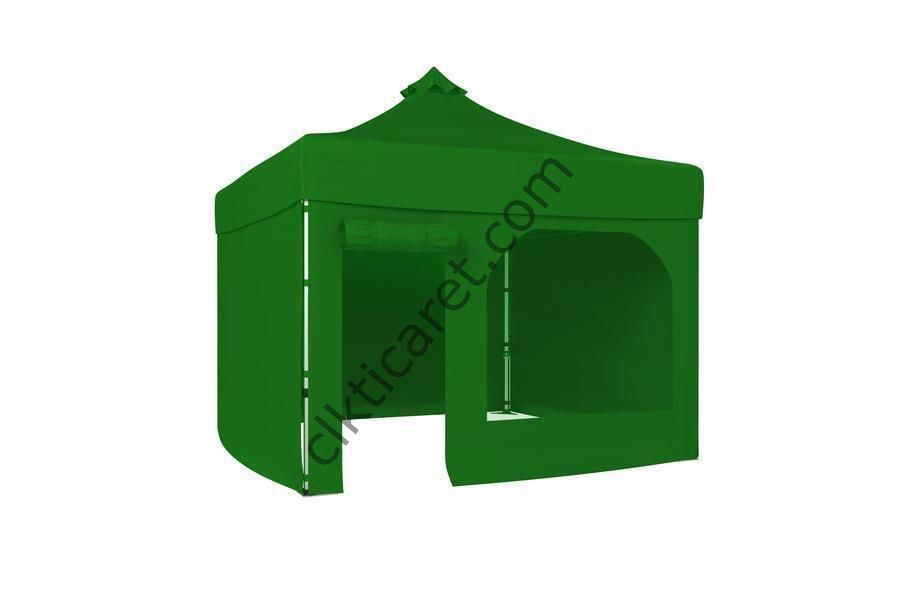CLK 4x4 40 mm Katlanabilir Tente Gazebo Çadır Gazebo Çadır 3 Yan Kapalı 1 Yan Kapı ve Pencereli Benetton Yeşil
