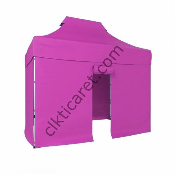 CLK 2x3 Katlanabilir Tente Gazebo Portatif Çadır 30 mm 3 Yan Kapalı 1 Kapılı Pembe