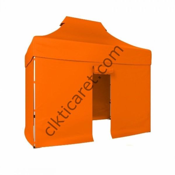 CLK 2x3 Katlanabilir Tente Gazebo Portatif Çadır 30 mm 3 Yan Kapalı 1 Kapılı Turuncu
