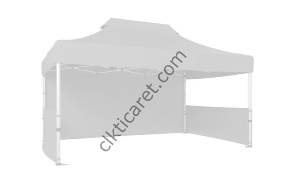 CLK 3x4,5 40mm Alüminyum Katlanabilir Tente Gazebo Çadır 3 Kenar Kapalı 2 Yarım Duvar Beyaz