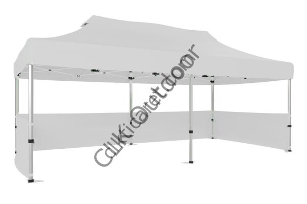 CLK 2,5x5 40 mm Katlanabilir Tente Gazebo Çadır Gazebo Çadır 3 Kenar Yarım Duvarlı Beyaz