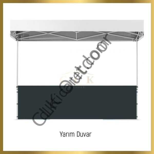 CLK 2,5x5 40 mm Katlanabilir Tente Gazebo Çadır Gazebo Çadır 3 Kenar Yarım Duvarlı Beyaz