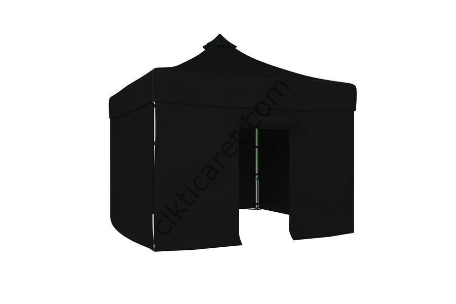 CLK 3x3 40 mm Katlanabilir Tente Gazebo Çadır Gazebo Çadır 3 Yan Kapalı 1 Kapılı Siyah