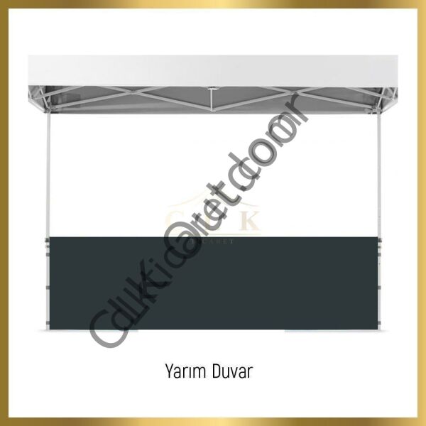 CLK 2,5x5 40 mm Katlanabilir Tente Gazebo Çadır Gazebo Çadır 3 Kenar Yarım Duvarlı Krem