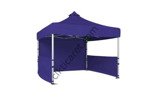 CLK 4x4 52mm Kalın Alüminyum Katlanabilir Tente Gazebo Çadır 1 Tam Duvar 2 Yarım Duvar Lacivert