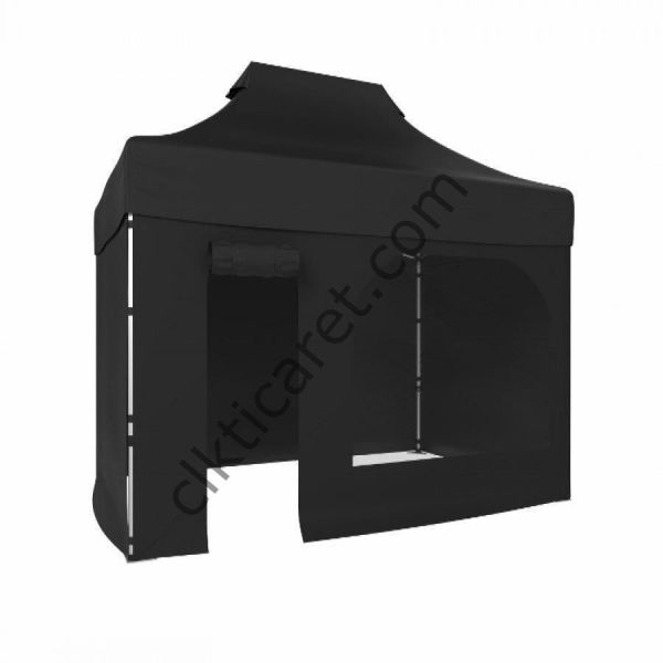 CLK 2x3 Katlanabilir Tente Gazebo Portatif Çadır 3 Yan Kapalı 1 Yan Kapı ve Pencereli Siyah