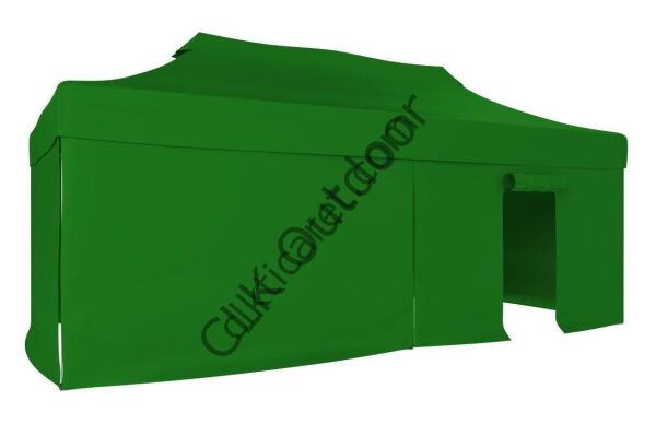 CLK 2,5x5 40 mm Katlanabilir Tente Gazebo Çadır Gazebo Çadır 3 Yan Kapalı 1 Kapılı Benetton Yeşil
