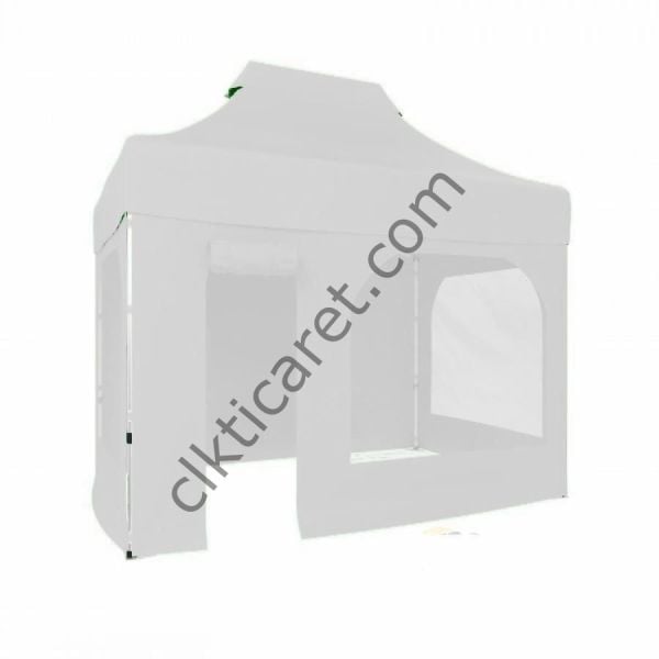 CLK 2x3 40mm Alüminyum Katlanabilir Tente Gazebo Çadır 4 Kenar Kapalı Kapı Pencereli Beyaz