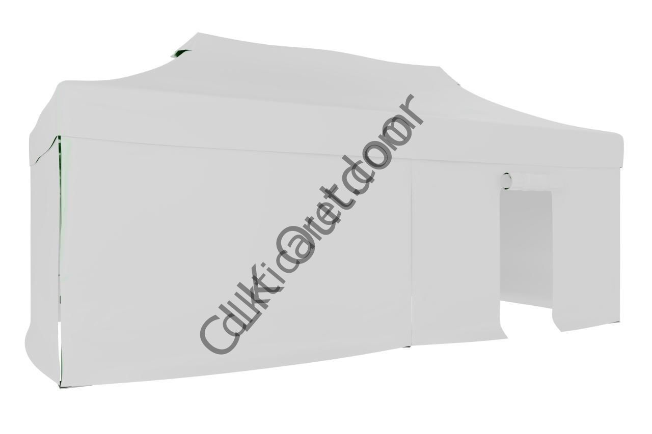 CLK 2,5x5 40 mm Katlanabilir Tente Gazebo Çadır Gazebo Çadır 3 Yan Kapalı 1 Kapılı Beyaz