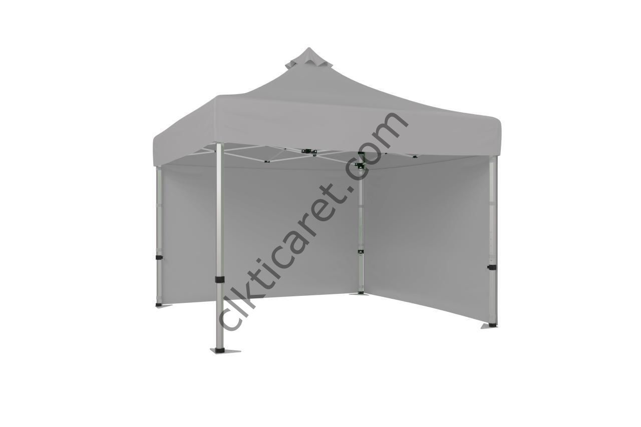 CLK 4x4 52mm Kalın Alüminyum Katlanabilir Tente Gazebo Çadır 2 Kenar Kapalı Açık Gri