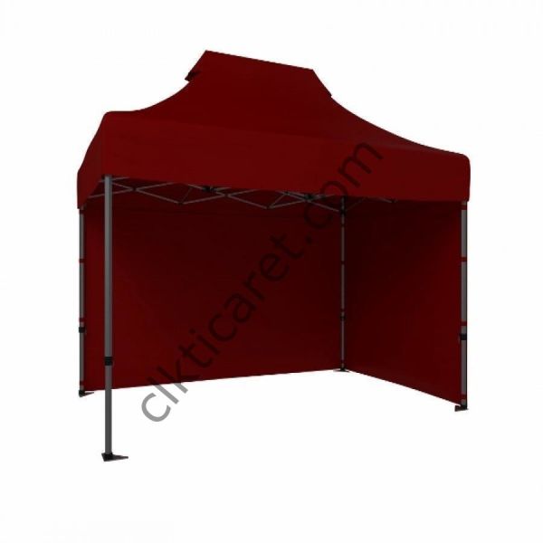 CLK 2x3 Katlanabilir Tente Gazebo Portatif Çadır 30 mm 2 Yan Kapalı Bordo