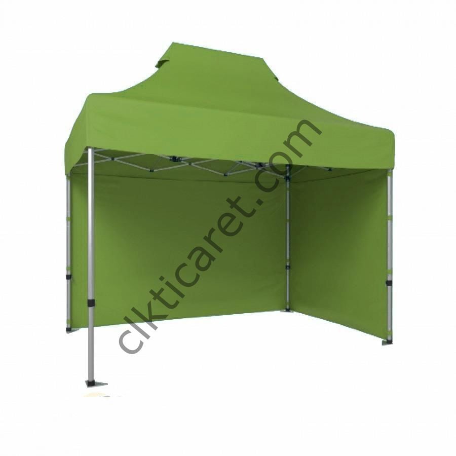 CLK 2x3 Katlanabilir Tente Gazebo Portatif Çadır 30 mm 2 Yan Kapalı Haki Askeri Yeşil