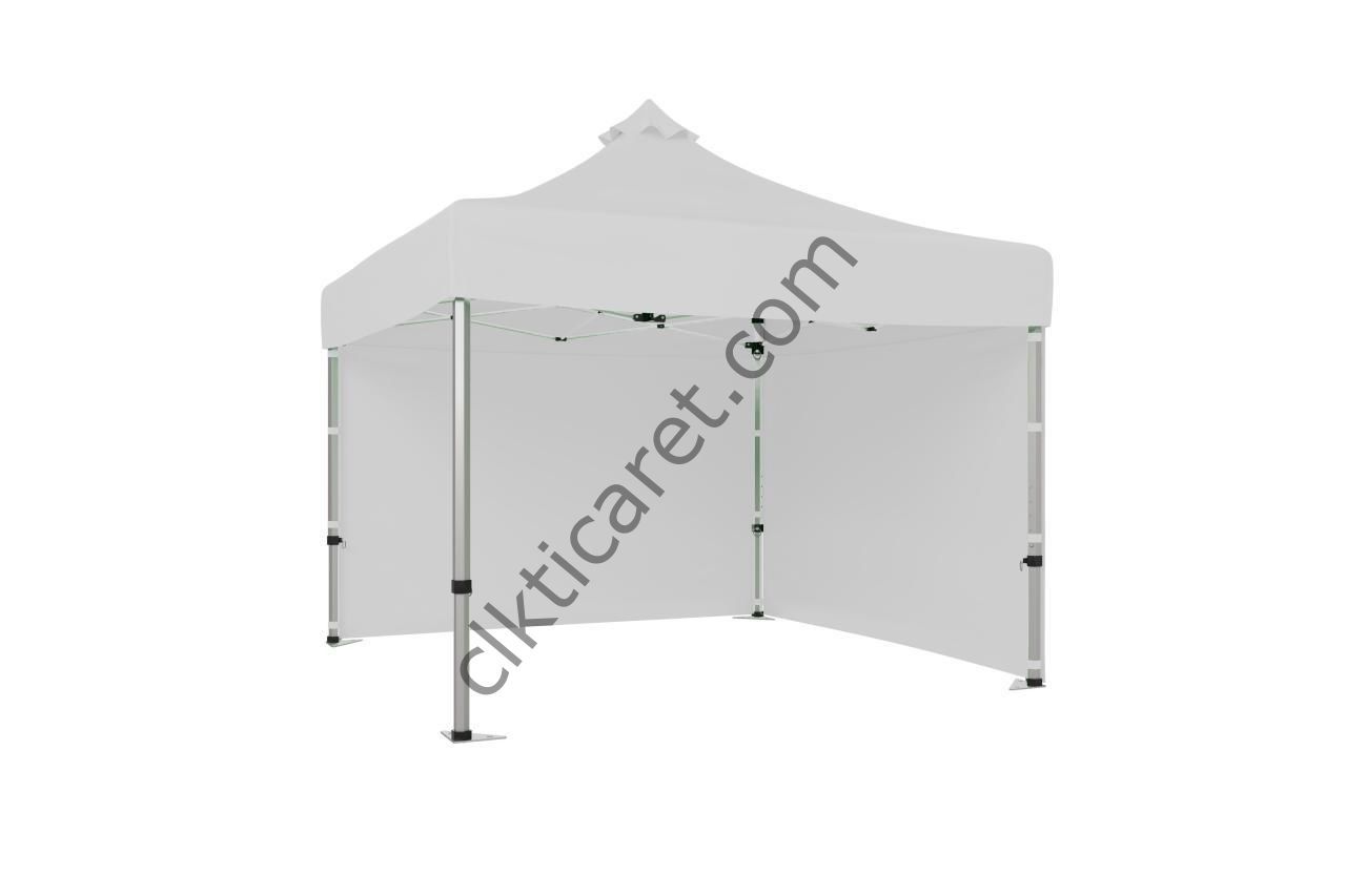 CLK 4x4 52mm Kalın Alüminyum Katlanabilir Tente Gazebo Çadır 2 Kenar Kapalı Beyaz