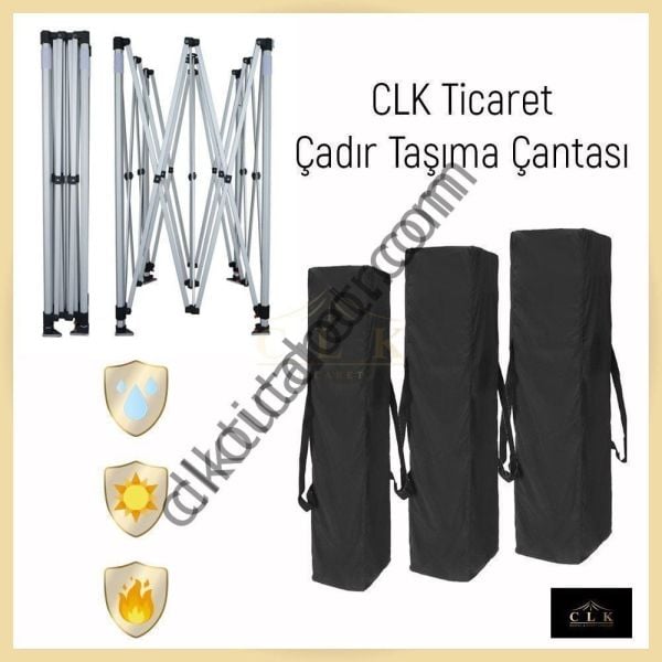 CLK 1,5x1,5 mt 40mm Alüminyum Katlanabilir Tente Gazebo Çadır 4 Yan Kapalı 1 Kapılı Pencereli Tam Duvarlı