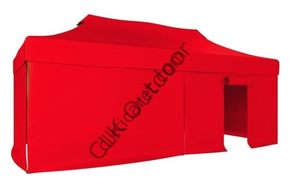 CLK 2,5x5 40 mm Katlanabilir Tente Gazebo Çadır Gazebo Çadır 3 Yan Kapalı 1 Kapılı Kırmızı
