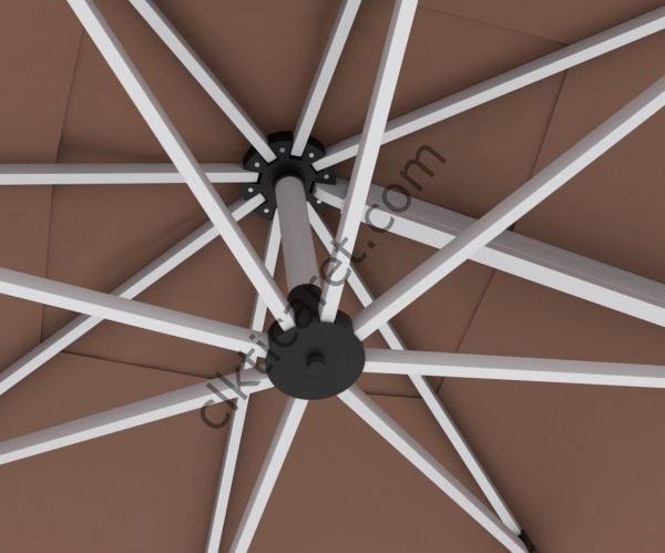 CLK Mykonos 3x3 Metre Bej Yandan Kollu Bahçe Şemsiyesi