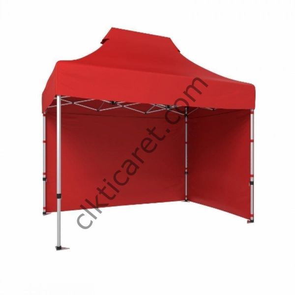 CLK 2x3 Katlanabilir Tente Gazebo Portatif Çadır 30 mm 2 Yan Kapalı Kırmızı