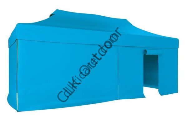 CLK 2,5x5 40 mm Katlanabilir Tente Gazebo Çadır Gazebo Çadır 3 Yan Kapalı 1 Kapılı Açık Mavi (Turkuaz)