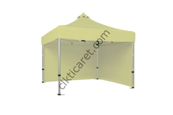 CLK 4x4 52mm Kalın Alüminyum Katlanabilir Tente Gazebo Çadır 2 Kenar Kapalı Krem