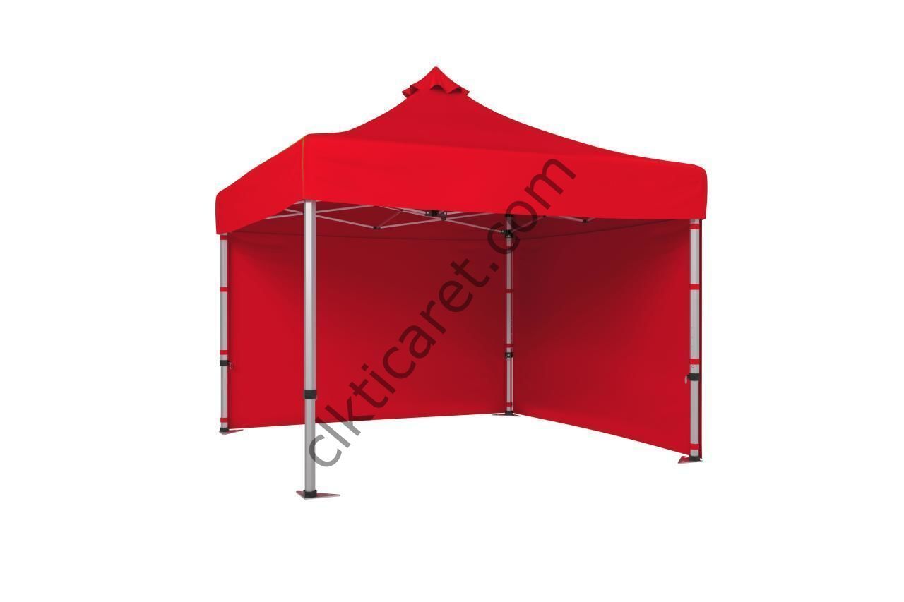 CLK 4x4 52mm Kalın Alüminyum Katlanabilir Tente Gazebo Çadır 2 Kenar Kapalı Kırmızı