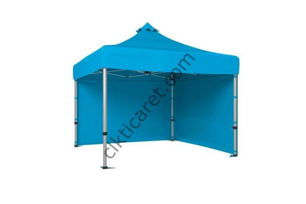 CLK 4x4 52mm Kalın Alüminyum Katlanabilir Tente Gazebo Çadır 2 Kenar Kapalı Açık Mavi (Turkuaz)