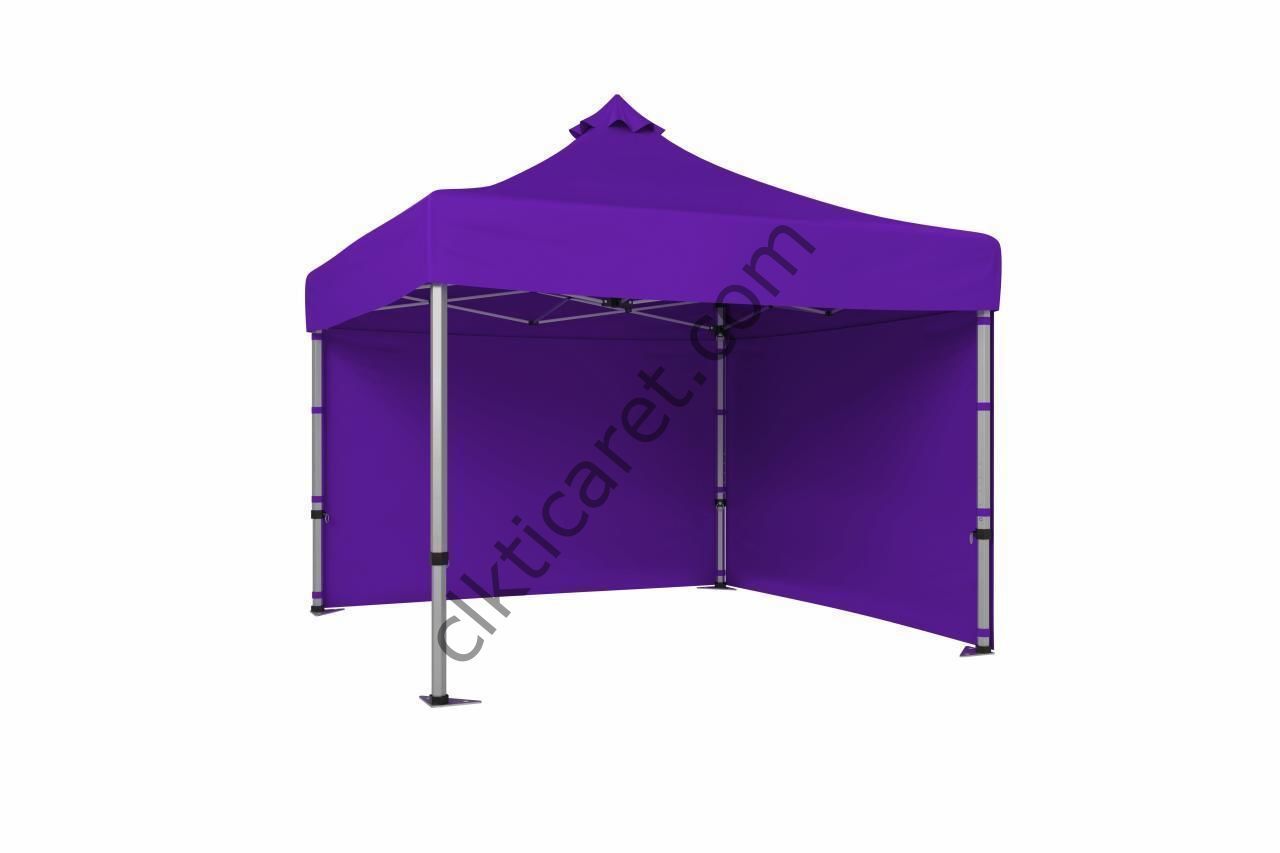CLK 4x4 52mm Kalın Alüminyum Katlanabilir Tente Gazebo Çadır 2 Kenar Kapalı Mor