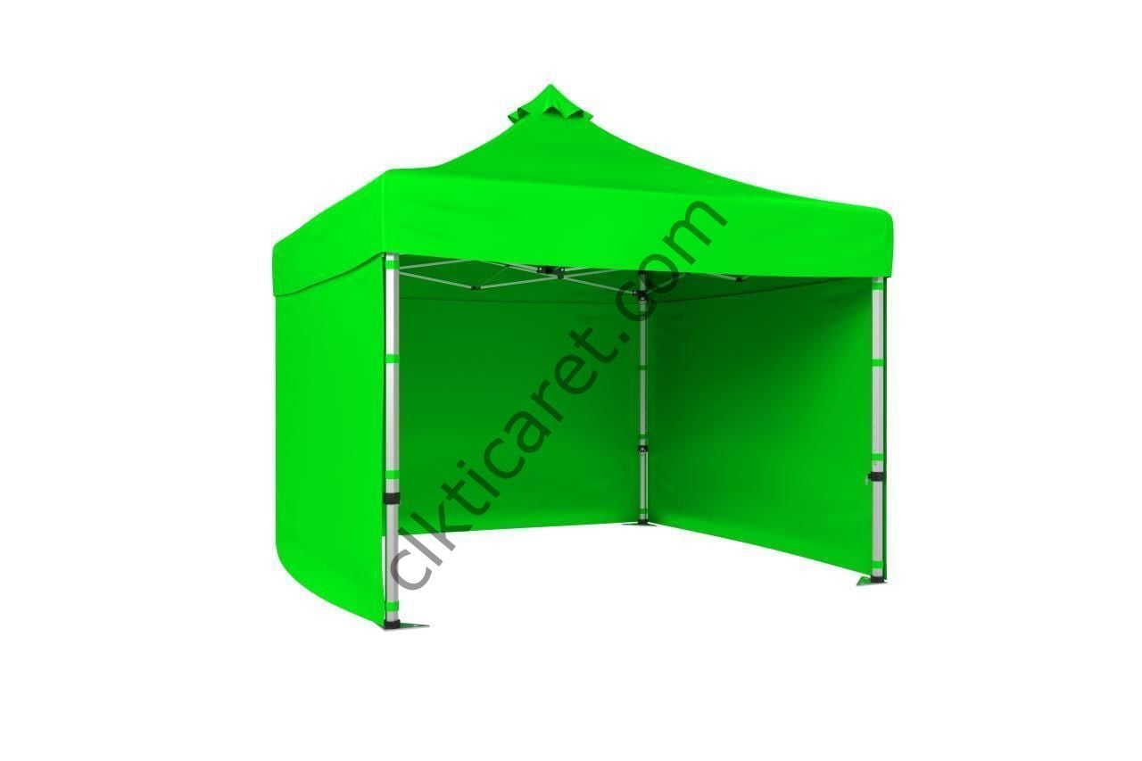 CLK 4x4 52mm Kalın Alüminyum Katlanabilir Tente Gazebo Çadır 3 Kenar Kapalı Açık Yeşil