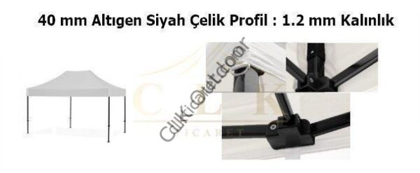 CLK 2,5x5 40 mm Katlanabilir Tente Gazebo Çadır Gazebo Çadır Gri