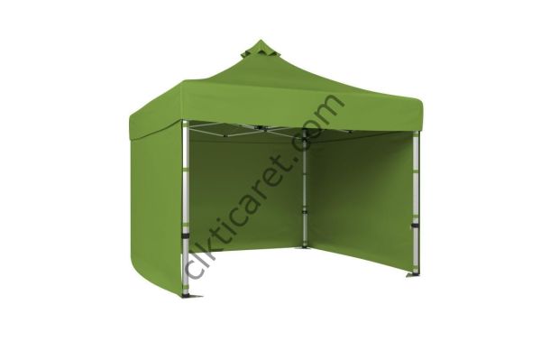 CLK 4x4 52mm Kalın Alüminyum Katlanabilir Tente Gazebo Çadır 3 Kenar Kapalı Haki Askeri Yeşil