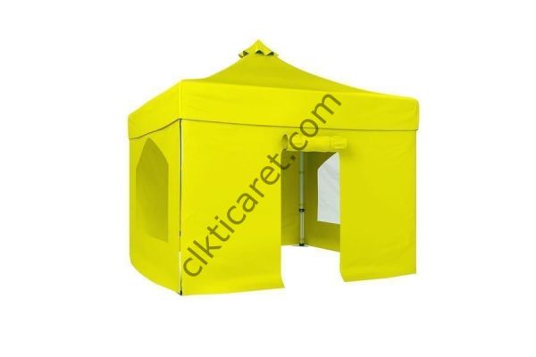 CLK 4x4 40 mm Katlanabilir Tente Gazebo Çadır Gazebo Çadır 2 Yan Pencereli 1 Yan Aksesuarsız 1 Yan Kapılı Sarı