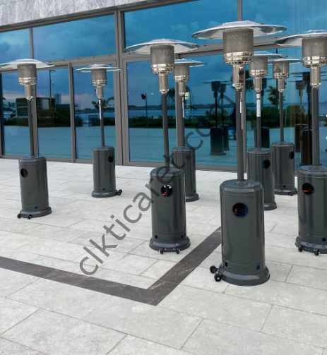 CLK Palmiye Tüplü Soba Gri Dış Mekan Bahçe Mantar Şemsiye Tipi Dekoratif Isıtıcı