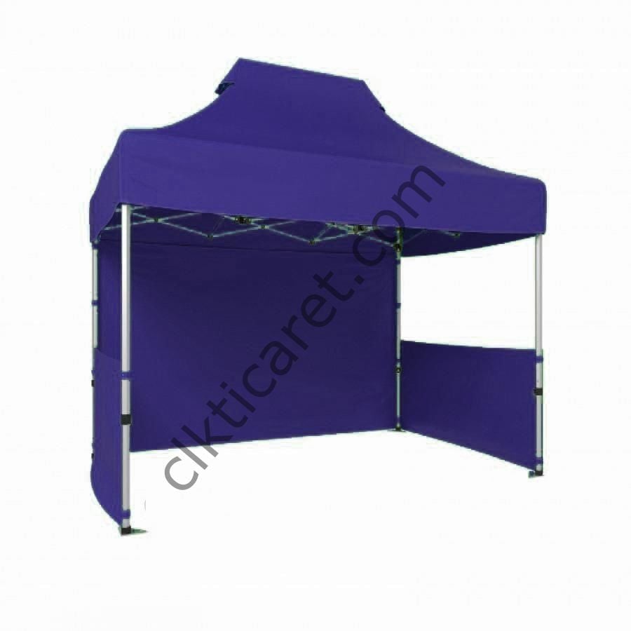 CLK 2x3 40mm Alüminyum Katlanabilir Tente Gazebo Çadır 3 Kenar Kapalı 2 Yarım Duvar Lacivert