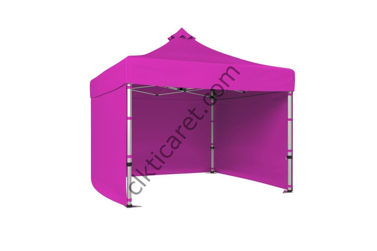 CLK 4x4 52mm Kalın Alüminyum Katlanabilir Tente Gazebo Çadır 3 Kenar Kapalı Pembe