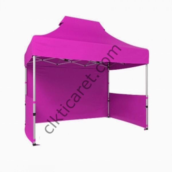 CLK 2x3 40mm Alüminyum Katlanabilir Tente Gazebo Çadır 3 Kenar Kapalı 2 Yarım Duvar Pembe