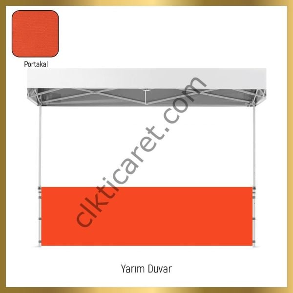 CLK 2x2 Katlanabilir Tente Gazebo Portatif Çadır 1 Tam Duvar 2 Yarım Duvar