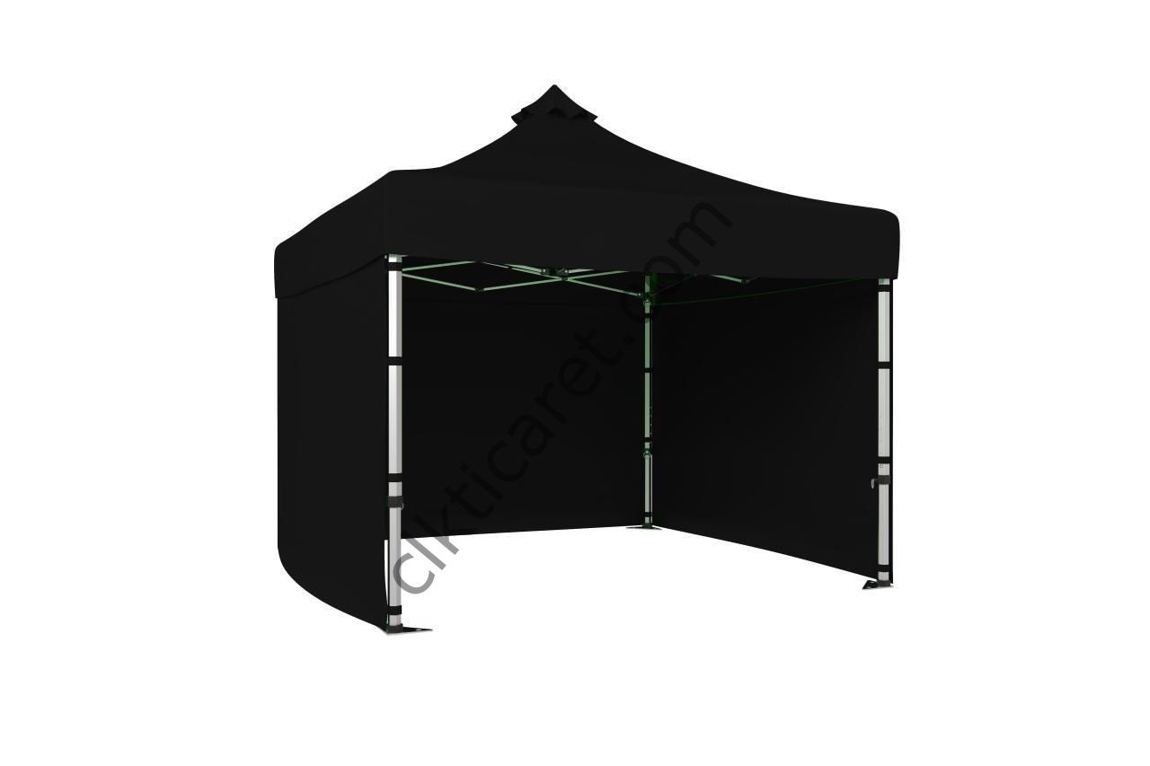 CLK 4x4 52mm Kalın Alüminyum Katlanabilir Tente Gazebo Çadır 3 Kenar Kapalı Siyah