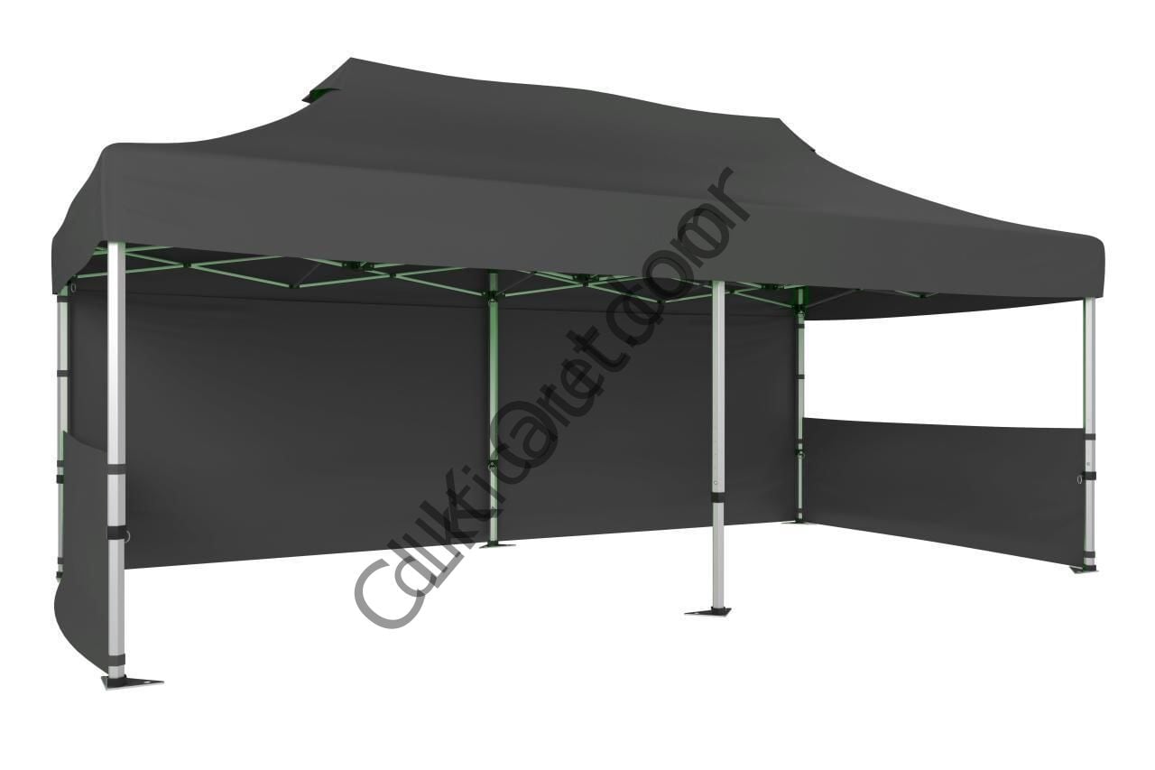 CLK 2,5x5 40 mm Katlanabilir Tente Gazebo Çadır Gazebo Çadır 1 Tam Duvar 2 Yarım Duvar Gri