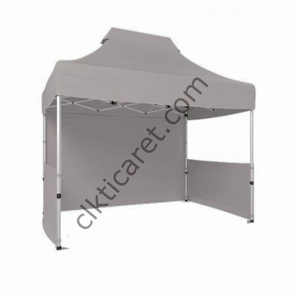 CLK 2x3 40mm Alüminyum Katlanabilir Tente Gazebo Çadır 3 Kenar Kapalı 2 Yarım Duvar Açık Gri
