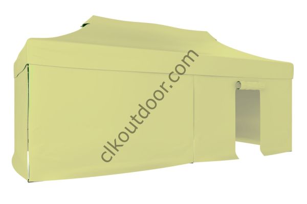 CLK 4x8 40 mm Katlanabilir Tente Gazebo Çadır Gazebo Çadır 3 Yan Kapalı 1 Kapılı Bej