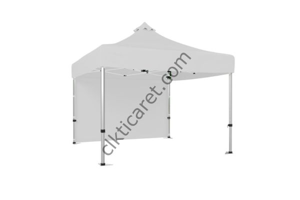 CLK 4x4 52mm Kalın Alüminyum Katlanabilir Tente Gazebo Çadır 1 Kenar Kapalı Beyaz