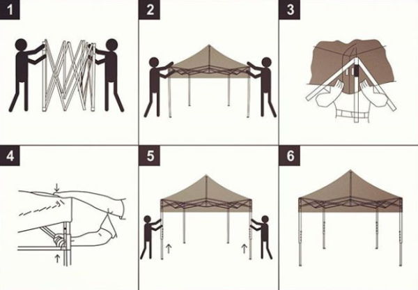 CLK 2x3 Katlanabilir Tente Gazebo Portatif Çadır 1 Tam Duvar 2 Yarım Duvar Turuncu