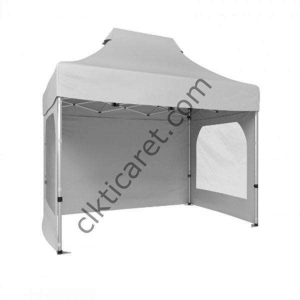 CLK 2x3 40mm Alüminyum Katlanabilir Tente Gazebo Çadır 3 Kenar Kapalı 2 Camlı Beyaz