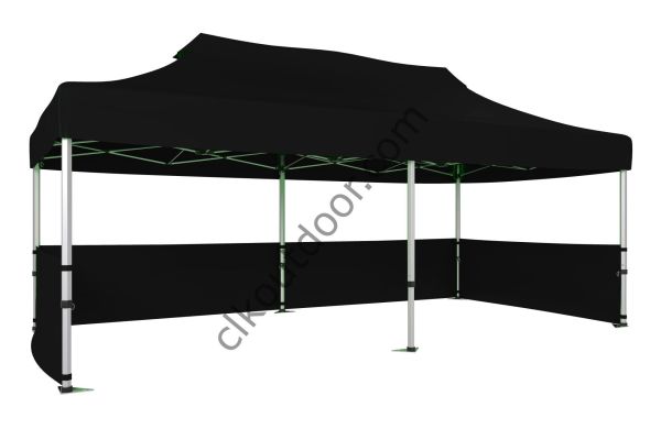 CLK 4x8 40 mm Katlanabilir Tente Gazebo Çadır Gazebo Çadır 3 Kenar Yarım Duvarlı Siyah