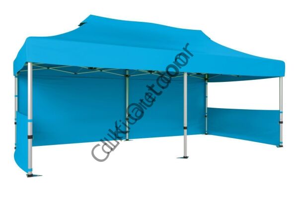 CLK 2,5x5 40 mm Katlanabilir Tente Gazebo Çadır Gazebo Çadır 1 Tam Duvar 2 Yarım Duvar Açık Mavi (Turkuaz)