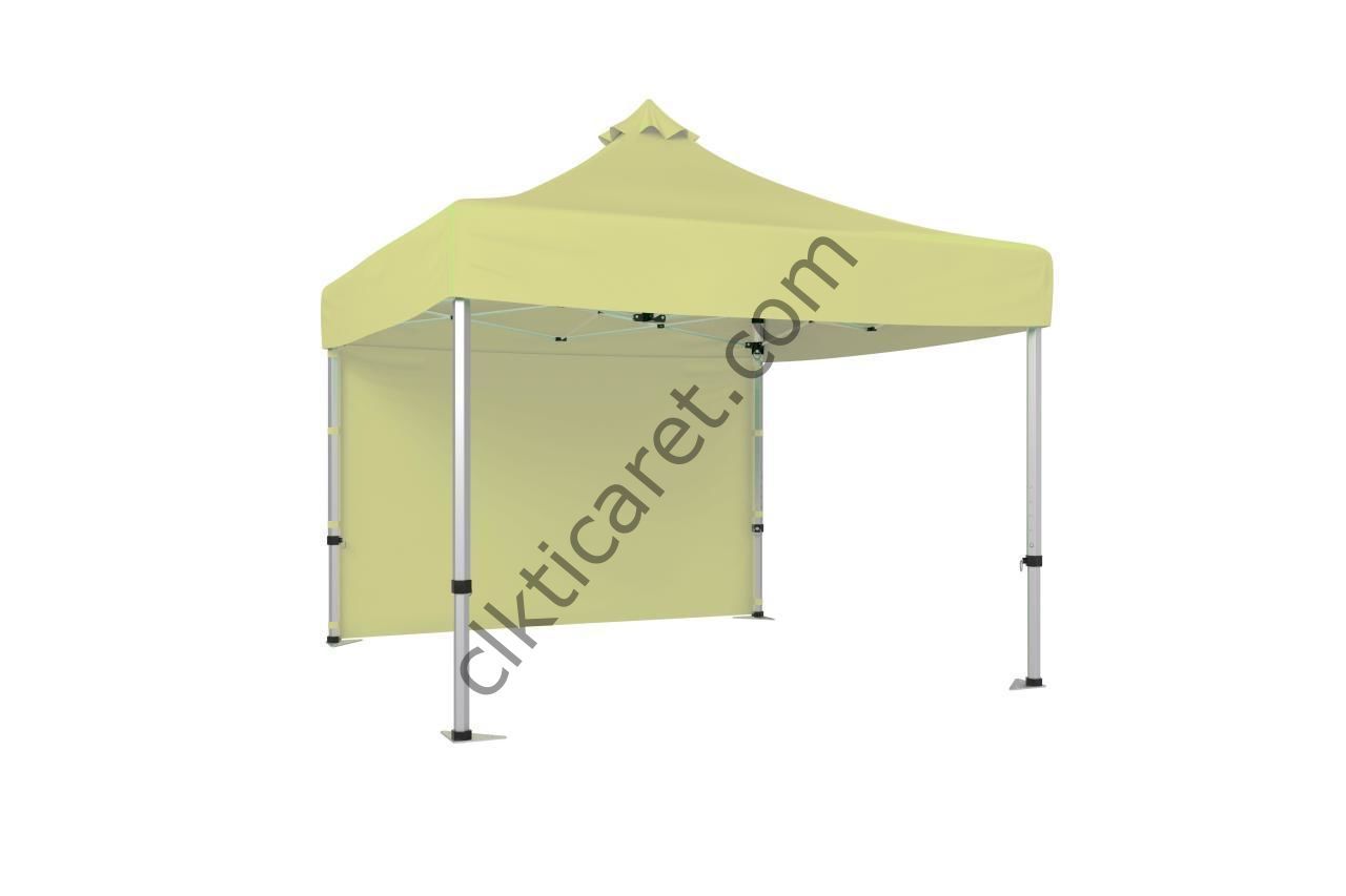 CLK 4x4 52mm Kalın Alüminyum Katlanabilir Tente Gazebo Çadır 1 Kenar Kapalı Krem