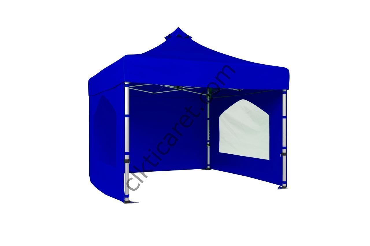 CLK 4x4 40 mm Katlanabilir Tente Gazebo Çadır Gazebo Çadır 3 Yan Duvarlı 2 Pencereli Saks Mavi
