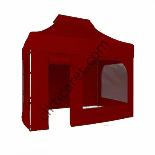 CLK 2x3 Katlanabilir Tente Gazebo Portatif Çadır 2 Yan Pencereli 1 Yan Aksesuarsız 1 Yan Kapı ve Pencereli Bordo