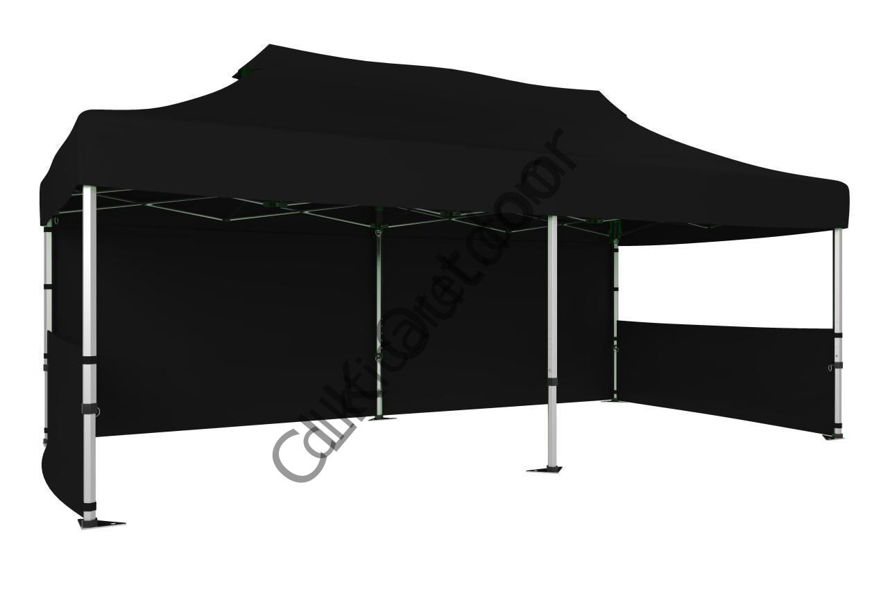 CLK 2,5x5 40 mm Katlanabilir Tente Gazebo Çadır Gazebo Çadır 1 Tam Duvar 2 Yarım Duvar Siyah