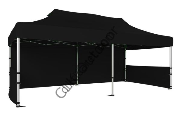CLK 2,5x5 40 mm Katlanabilir Tente Gazebo Çadır Gazebo Çadır 1 Tam Duvar 2 Yarım Duvar Siyah